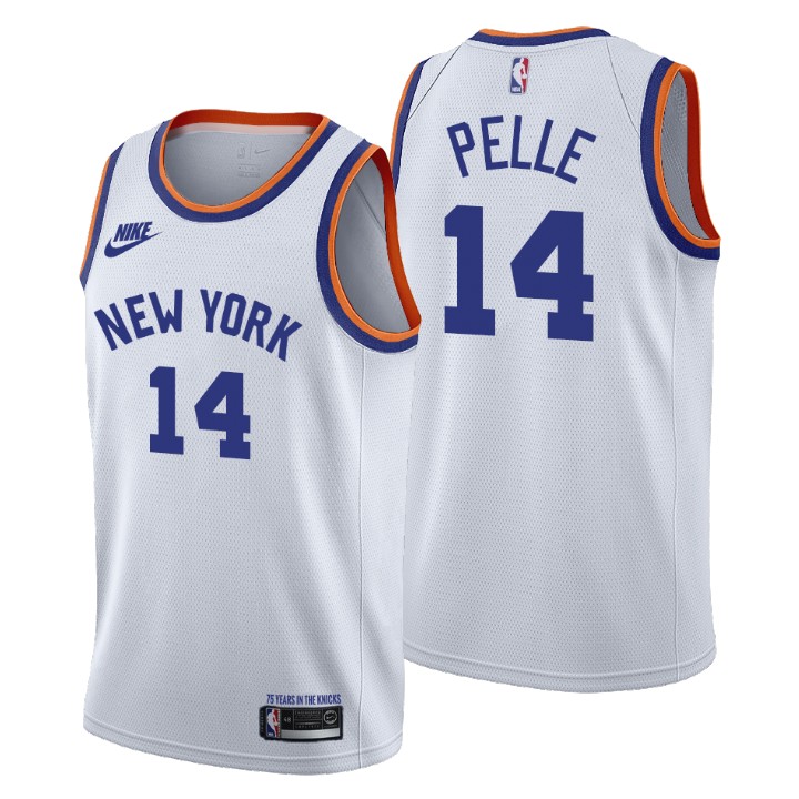 Personalized New York Knicks #14 Norvel Pelle Men’s Releases Classic Edition NBA 75th Anniversary Jersey White