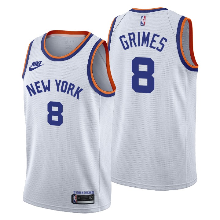 Personalized New York Knicks #8 Quentin Grimes Men’s Releases Classic Edition NBA 75th Anniversary Jersey White