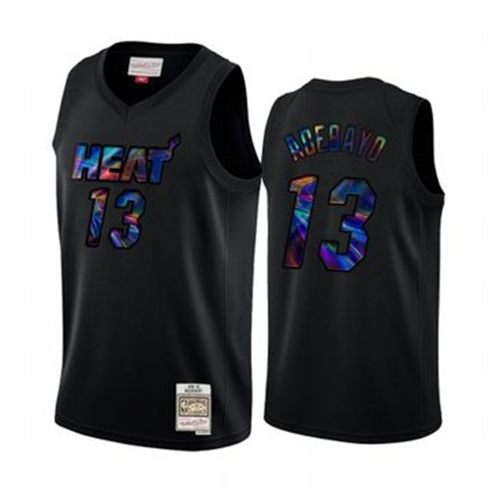 Personalized Miami Heat #13 Bam Adebayo Men’s Iridescent HWC Limited NBA Jersey – Black