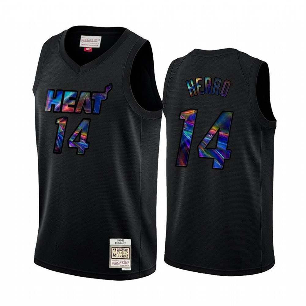 Personalized Miami Heat #14 Tyler Herro Men’s Iridescent HWC Limited NBA Jersey – Black