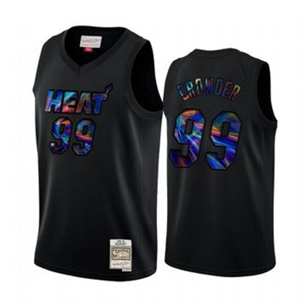Personalized Miami Heat #99 Jae Crowder Men’s Iridescent HWC Limited NBA Jersey – Black