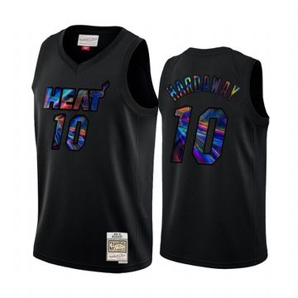 Personalized Miami Heat #10 Tim Hardaway Men’s Iridescent HWC Limited NBA Jersey – Black