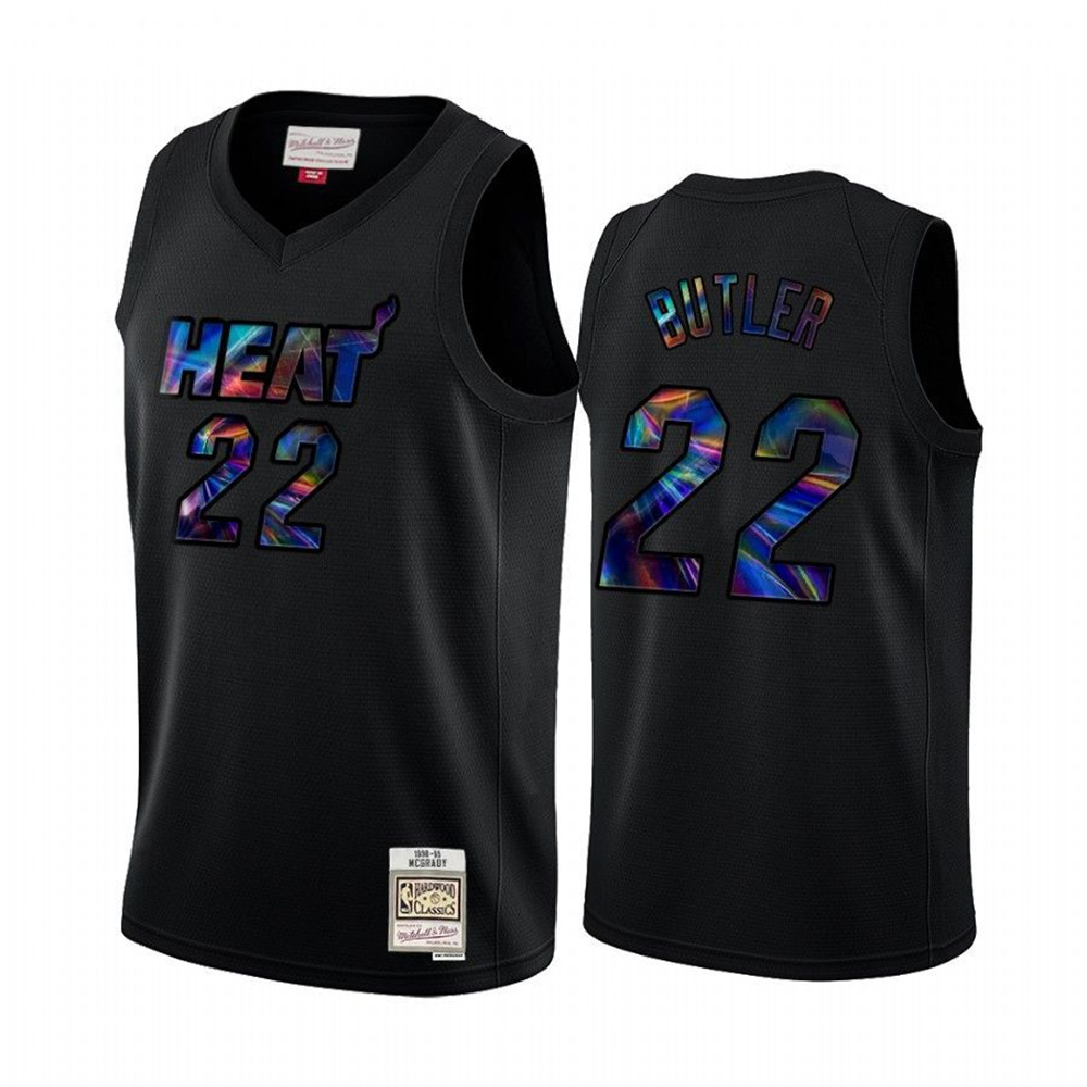 Personalized Miami Heat #22 Jimmy Butler Men’s Iridescent HWC Limited NBA Jersey – Black