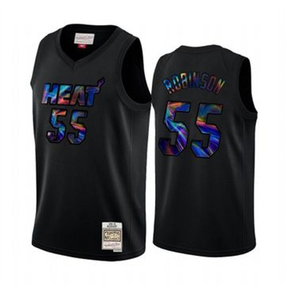Personalized Miami Heat #55 Duncan Robinson Men’s Iridescent HWC Limited NBA Jersey – Black