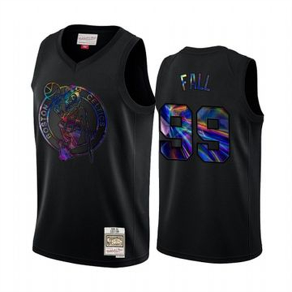 Personalized Mitchell and Ness Celtics #99 Tacko Fall Men’s Iridescent HWC Limited NBA Jersey – Black