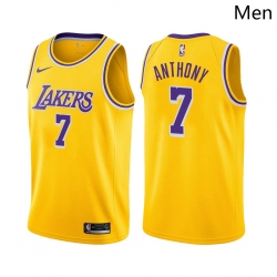 Personalized Men Los Angeles Lakers #7 Carmelo Anthony Icon Edition Gold 2021 Stitched NBA Jersey