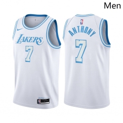Personalized Men Los Angeles Lakers #7 Carmelo Anthony City Edition White 2021 Stitched NBA Jersey