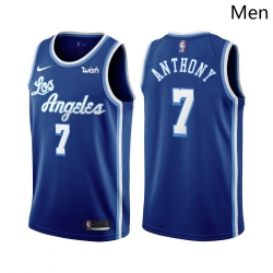 Personalized Men Los Angeles Lakers #7 Carmelo Anthony Classic Edition Blue 2021 Stitched NBA Jersey