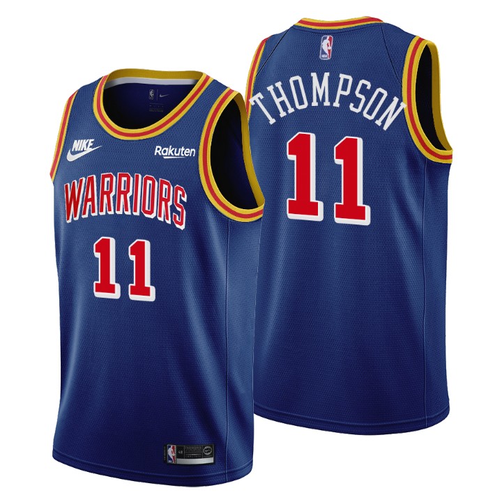 Personalized Golden State Warriors #11 Klay Thompson Men’s Releases Classic Edition NBA 75th Anniversary Jersey Blue