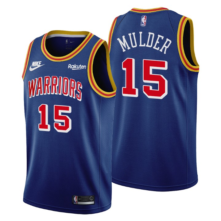 Personalized Golden State Warriors #15 Mychal Mulder Men’s Releases Classic Edition NBA 75th Anniversary Jersey Blue