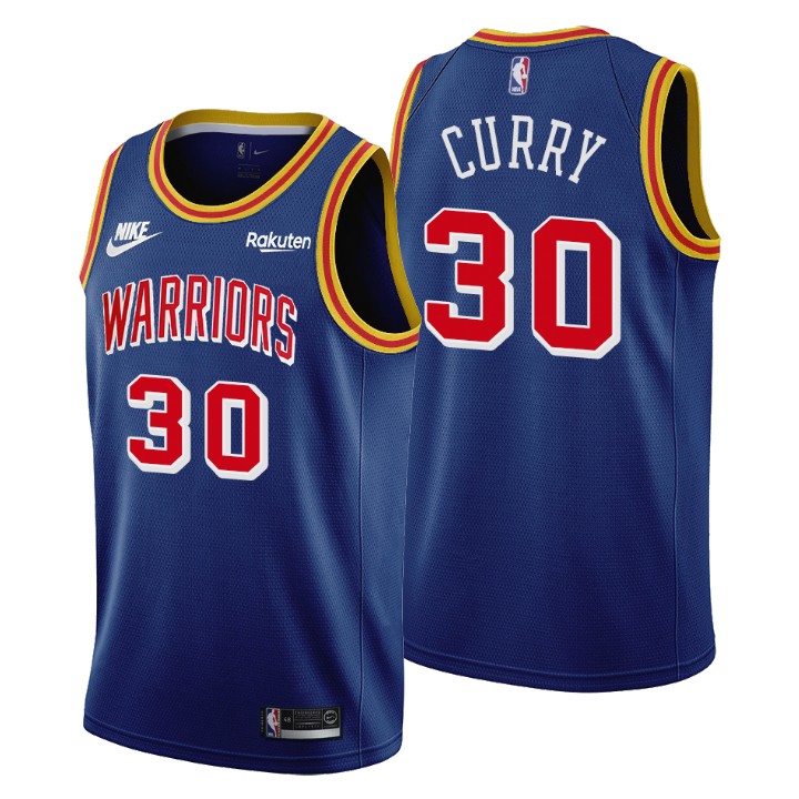 Personalized Golden State Warriors #30 Stephen Curry Men’s Releases Classic Edition NBA 75th Anniversary Jersey Blue