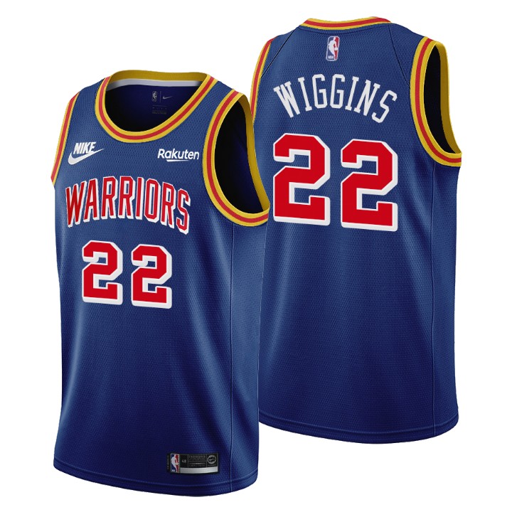 Personalized Golden State Warriors #22 Andrew Wiggins Men’s Releases Classic Edition NBA 75th Anniversary Jersey Blue