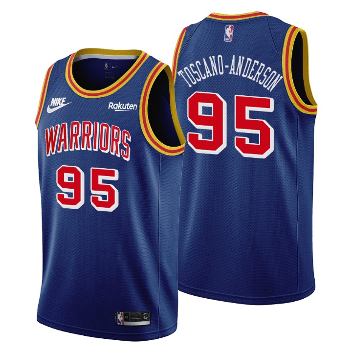 Personalized Golden State Warriors #95 Juan Toscano-Anderson Men’s Releases Classic Edition NBA 75th Anniversary Jersey Blue
