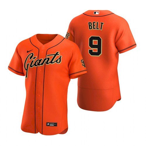 Personalized Men’s San Francisco Giants #9 Brandon Belt Orange Alternate Jersey