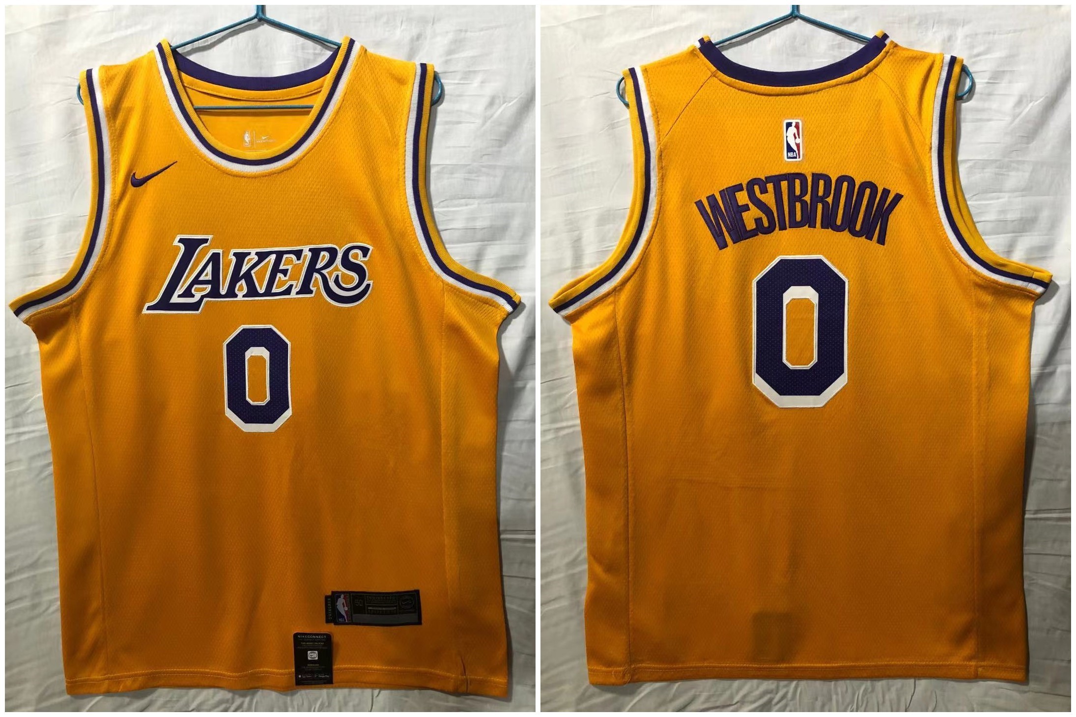 Personalized Lakers 0 Russell Westbrook Yellow Swingman Jersey