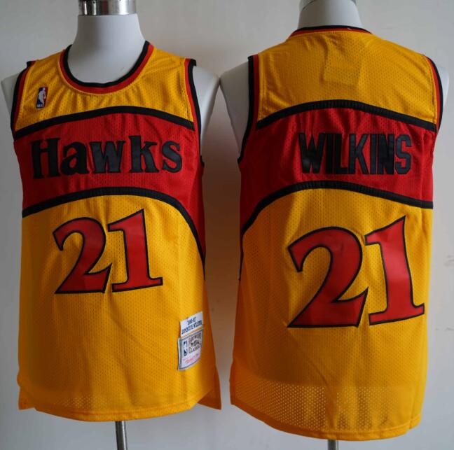 Personalized Hawks 21 Dominique Wilkins Orange 1986-87 Hardwood Classics Jersey