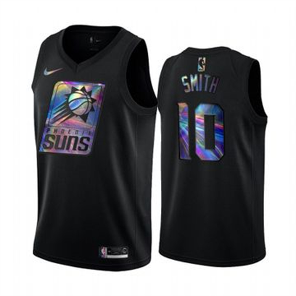 Personalized Suns #10 Jalen Smith Men’s Iridescent Holographic Collection NBA Jersey – Black