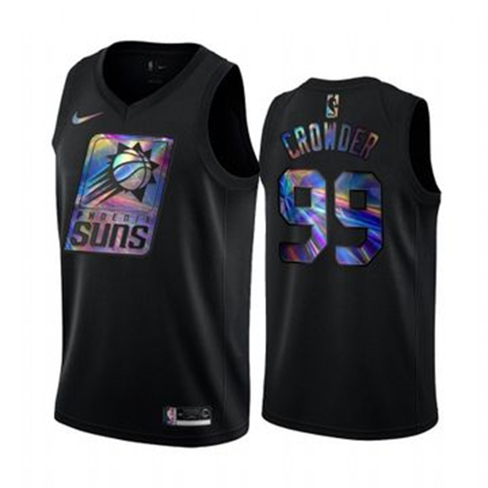 Personalized Suns #99 Jae Crowder Men’s Iridescent Holographic Collection NBA Jersey – Black