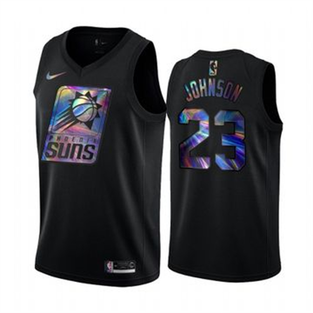 Personalized Suns #23 Cameron Johnson Men’s Iridescent Holographic Collection NBA Jersey – Black
