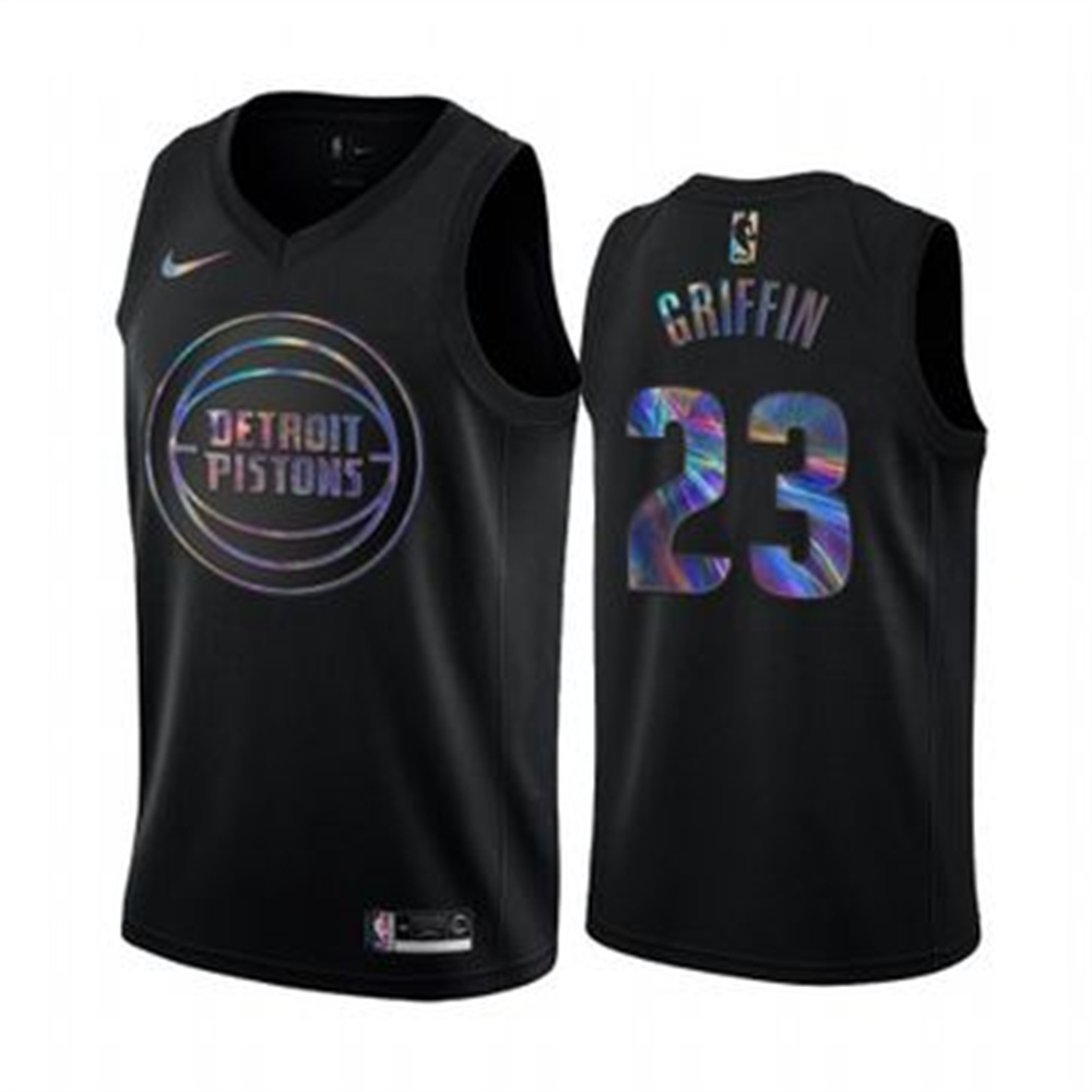 Personalized Pistons #23 Blake Griffin Men’s Iridescent Holographic Collection NBA Jersey – Black