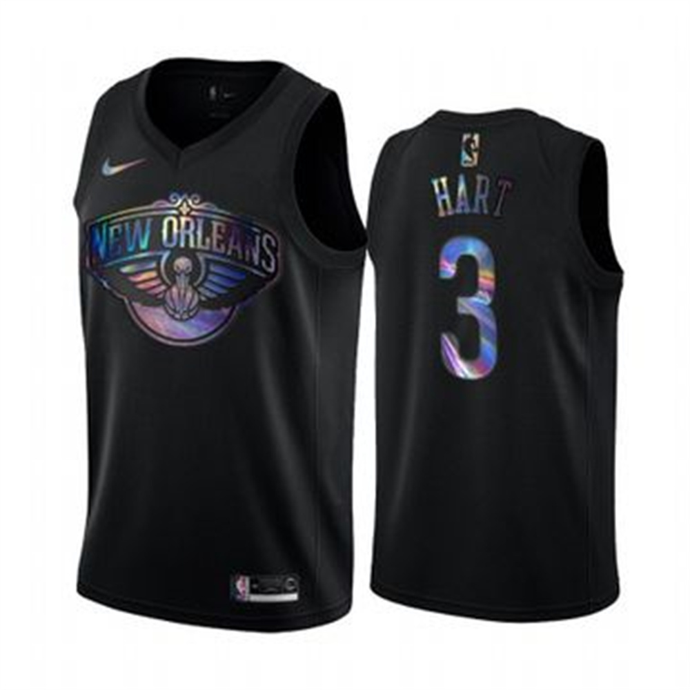 Personalized Pelicans #3 Josh Hart Men’s Iridescent Holographic Collection NBA Jersey – Black