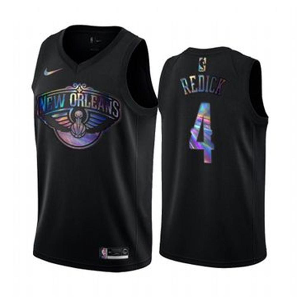 Personalized Pelicans #4 J.J. Redick Men’s Iridescent Holographic Collection NBA Jersey – Black