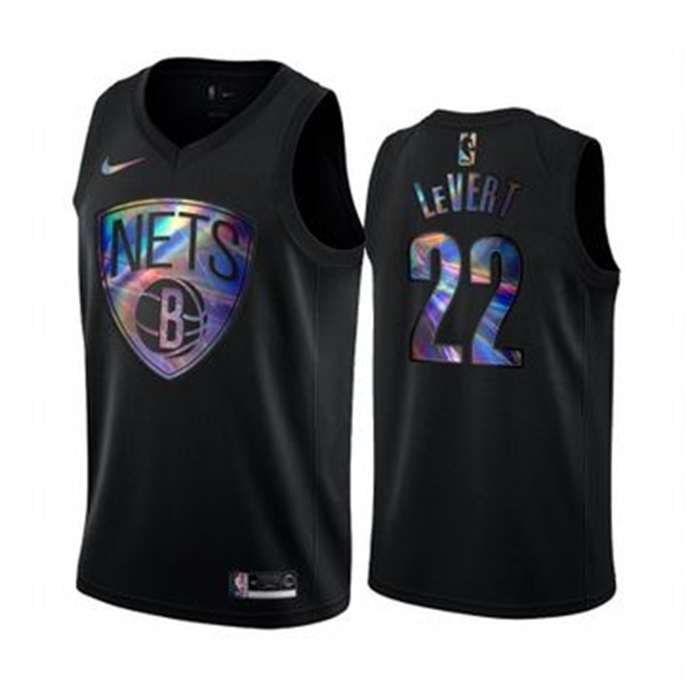 Personalized Nets #22 Caris LeVert Men’s Iridescent Holographic Collection NBA Jersey – Black