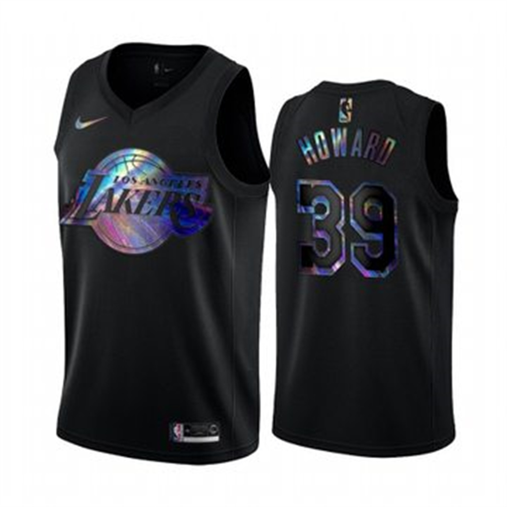 Personalized Lakers #39 Dwight Howard Men’s Iridescent Holographic Collection NBA Jersey – Black