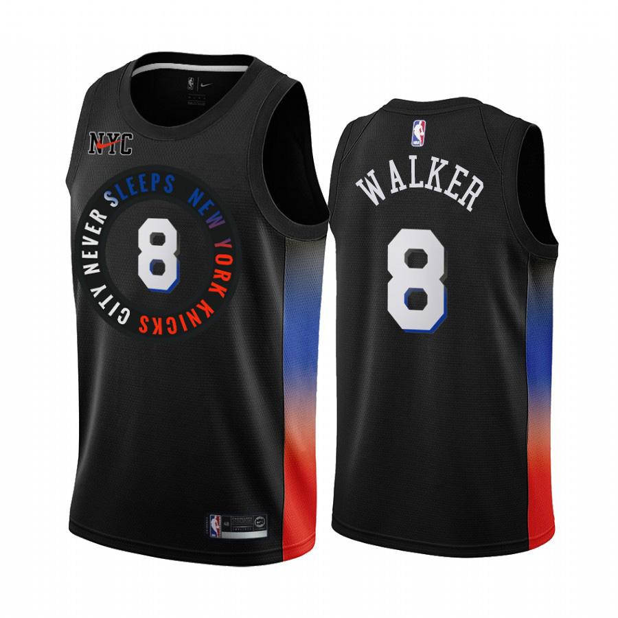 Personalized Knicks #8 Kemba Walker Black NBA Swingman 2020-21 City Edition Jersey