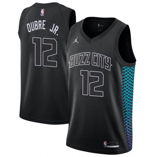 Personalized Hornets #12 Kelly Oubre Jr. Black NBA Jordan Swingman City Edition Jersey