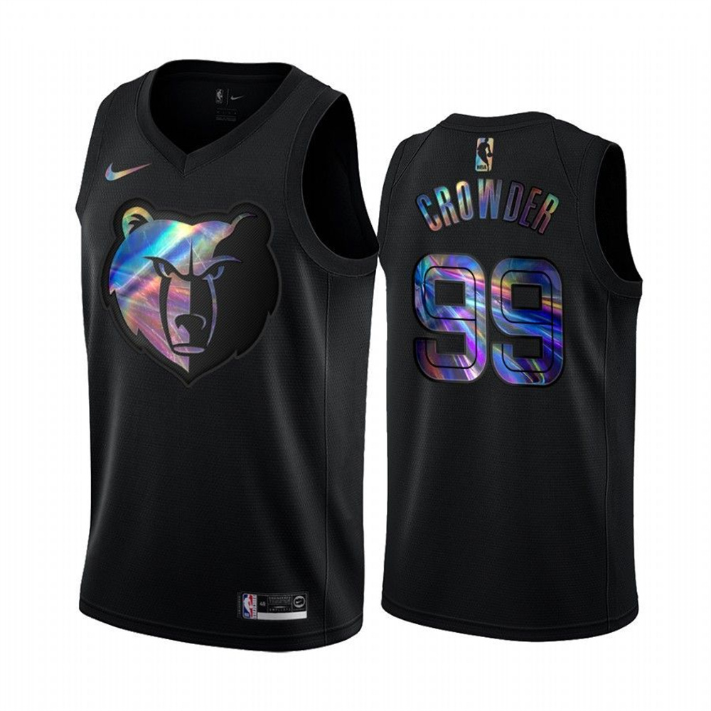 Personalized Grizzlies #99 Jae Crowder Men’s Iridescent Holographic Collection NBA Jersey – Black