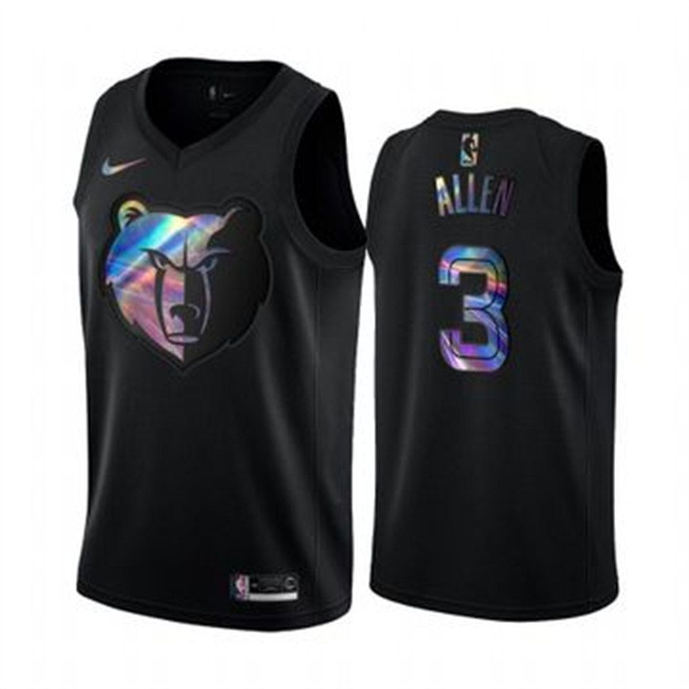 Personalized Grizzlies #3 Grayson Allen Men’s Iridescent Holographic Collection NBA Jersey – Black