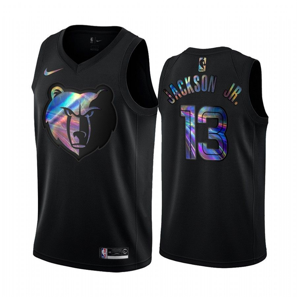Personalized Grizzlies #13 Jaren Jackson Jr. Men’s Iridescent Holographic Collection NBA Jersey – Black