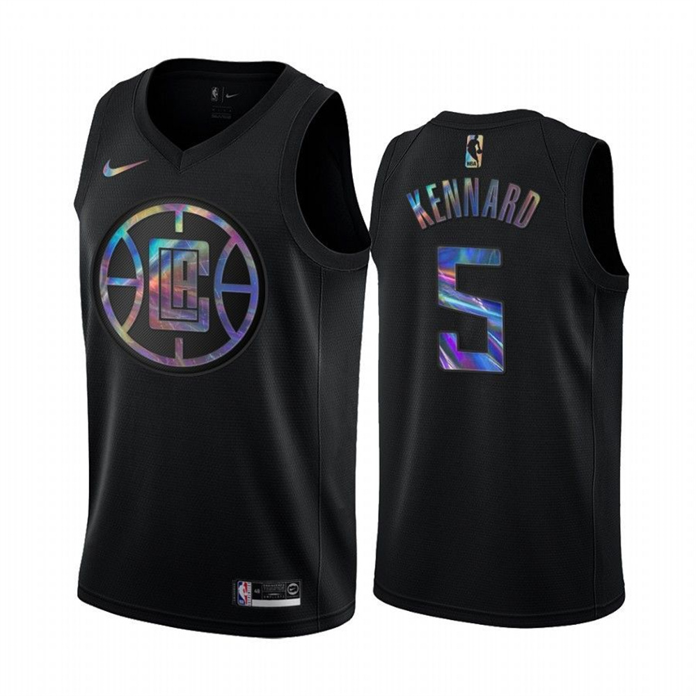 Personalized Clippers #5 Luke Kennard Men’s Iridescent Holographic Collection NBA Jersey – Black