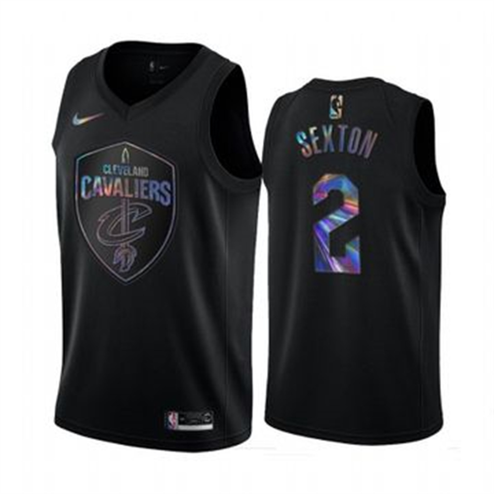 Personalized Cavaliers #2 Collin Sexton Men’s Iridescent Holographic Collection NBA Jersey – Black