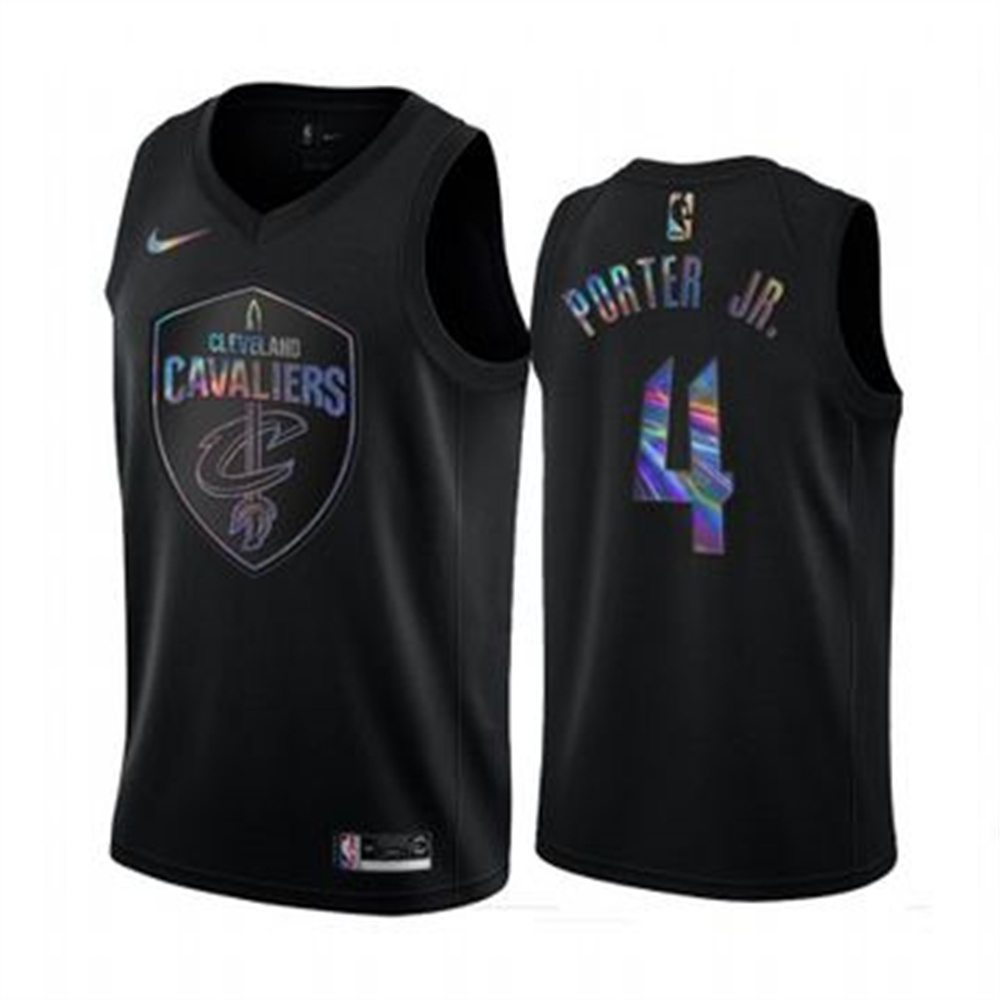 Personalized Cavaliers #4 Kevin Porter Jr. Men’s Iridescent Holographic Collection NBA Jersey – Black