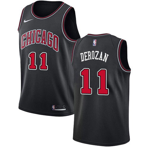 Personalized Bulls #11 Demar Derozan Black NBA Swingman Statement Edition Jersey