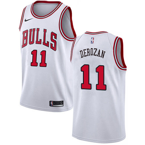 Personalized Bulls #11 Demar Derozan White NBA Swingman Association Edition Jersey