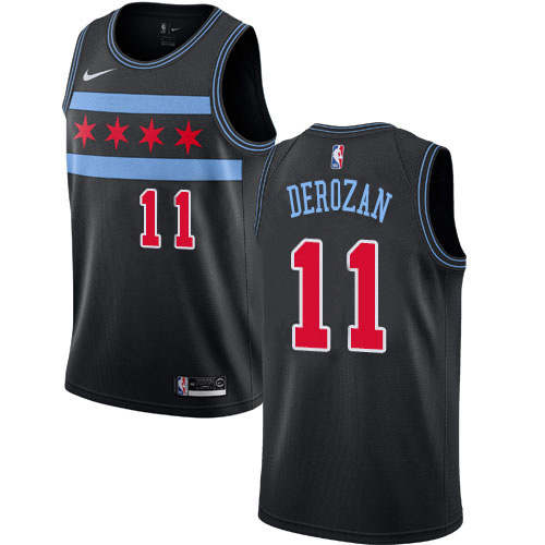 Personalized Bulls #11 Demar Derozan Black NBA Swingman City Edition 2018 19 Jersey