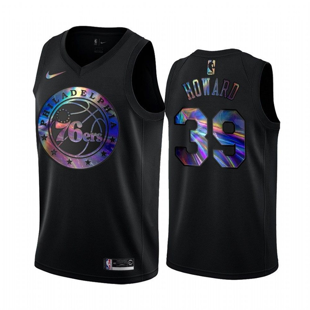 Personalized 76ers #39 Dwight Howard Men’s Iridescent Holographic Collection NBA Jersey – Black