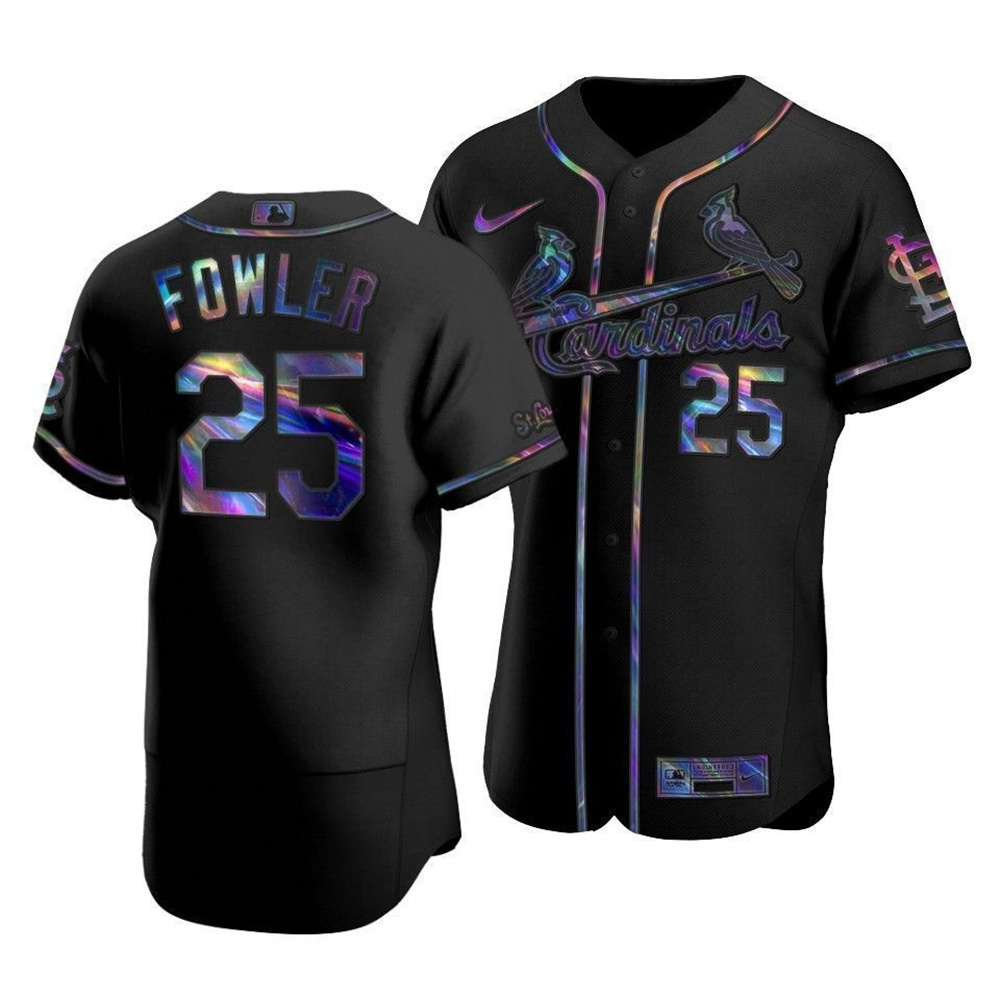 Personalized St. Louis Cardinals #25 Dexter Fowler Men’s Iridescent Holographic Collection MLB Jersey – Black