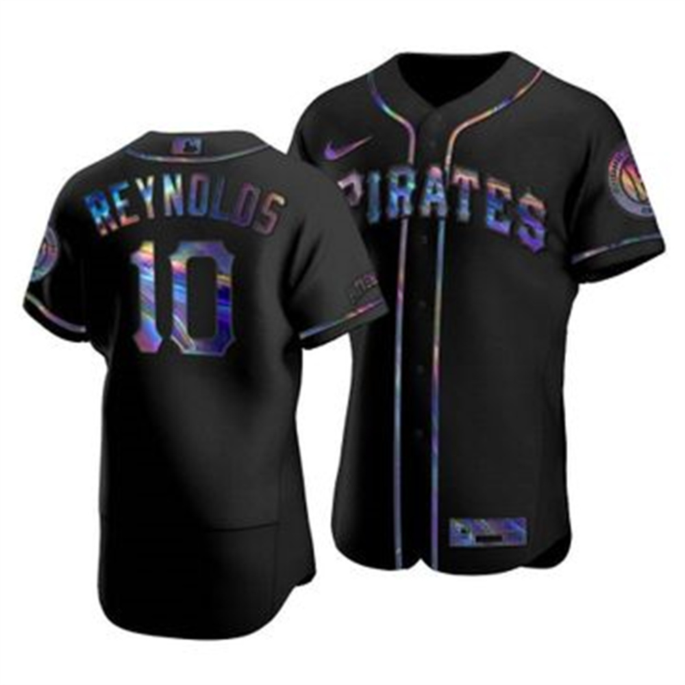 Personalized Pittsburgh Pirates #10 Bryan Reynolds Men’s Iridescent Holographic Collection MLB Jersey – Black