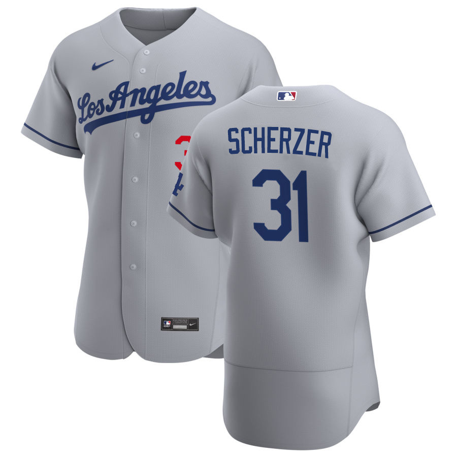 Personalized Los Angeles Dodgers #31 Max Scherzer Men’s Gray Road 2020 Authentic Team MLB Jersey