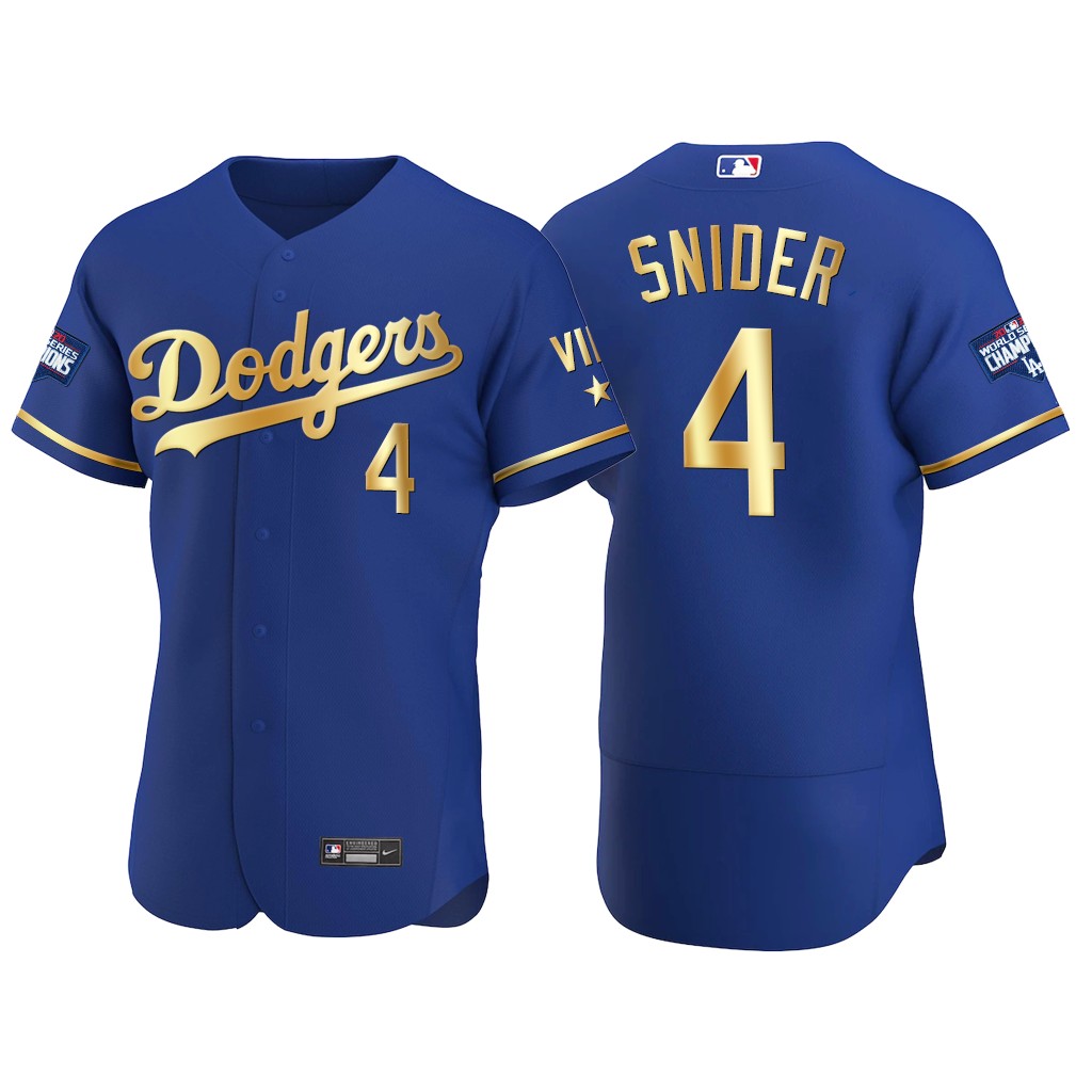 Personalized Los Angeles Dodgers #4 Duke Snider Men’s Authentic 2021 Gold Program World Series Champions MLB Jersey Royal