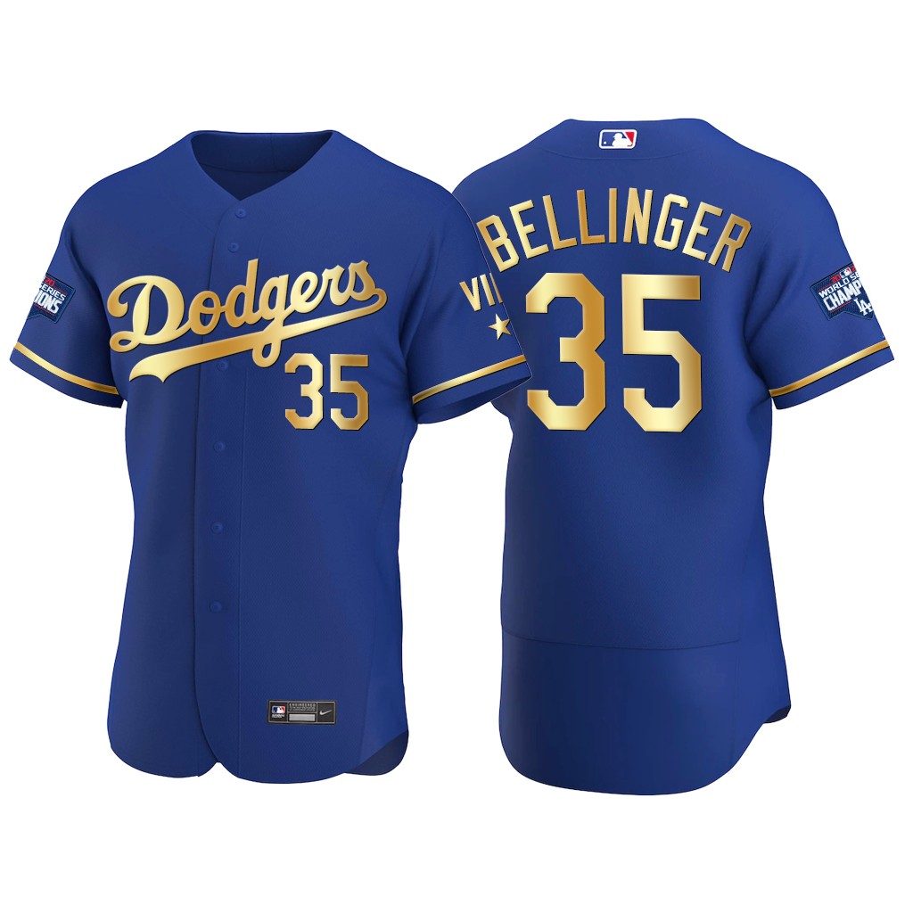 Personalized Los Angeles Dodgers #35 Cody Bellinger Men’s Authentic 2021 Gold Program World Series Champions MLB Jersey Royal