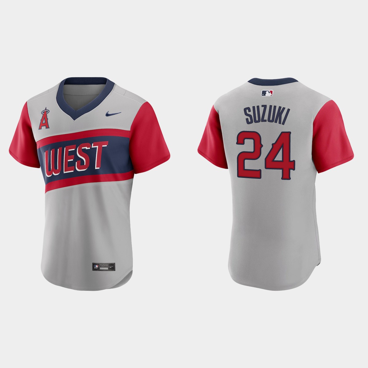 Personalized Los Angeles Angels #24 Kurt Suzuki Men’s Gray 2021 Little League Classic Authentic MLB Jersey