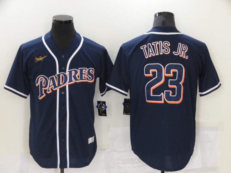 Personalized Padres 23 Fernando Tatis Jr. Navy Throwback Cool Base Jersey
