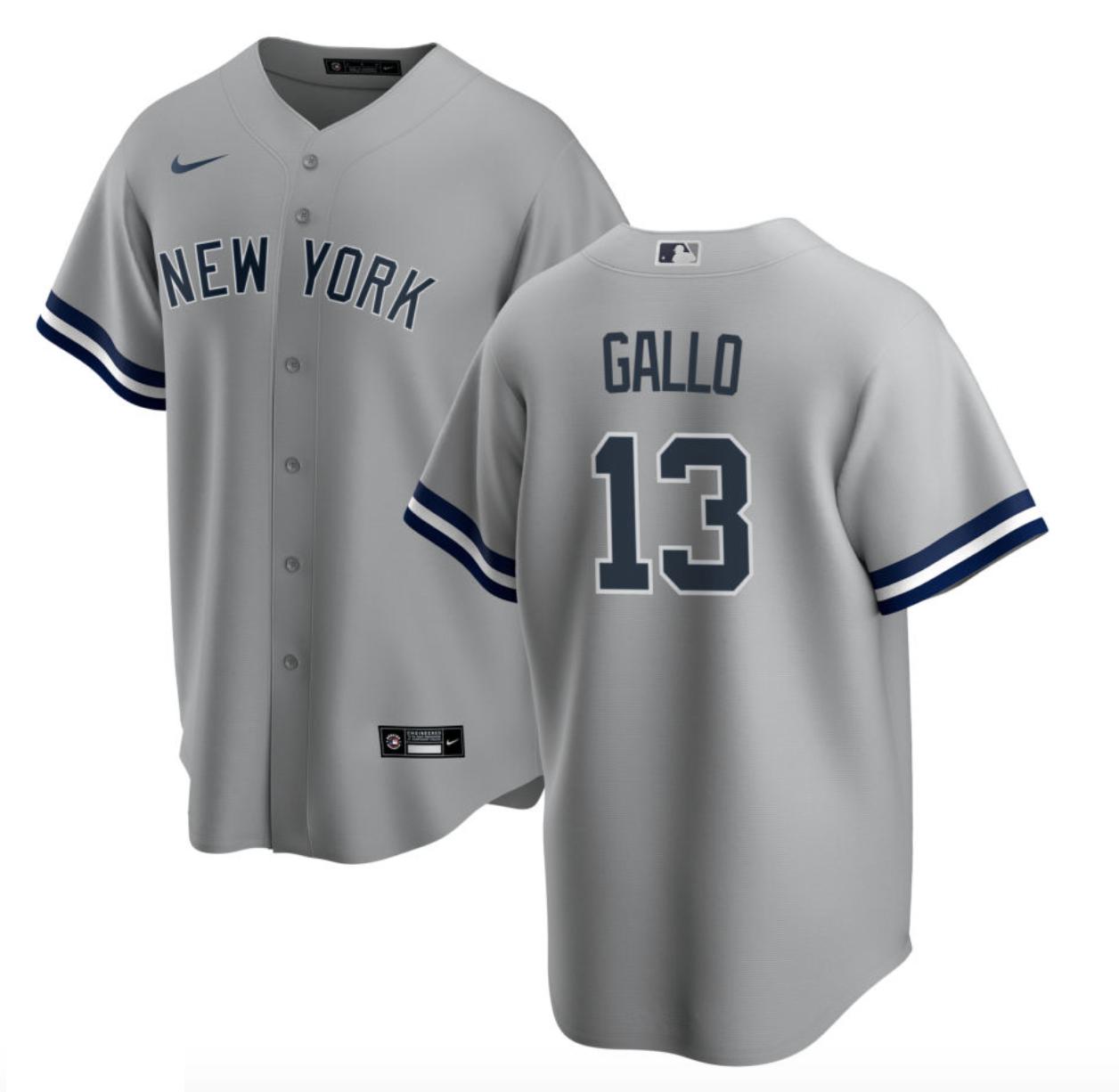 Personalized New York Yankees #13 Joey Gallo Men’s Gray Road MLB Jersey
