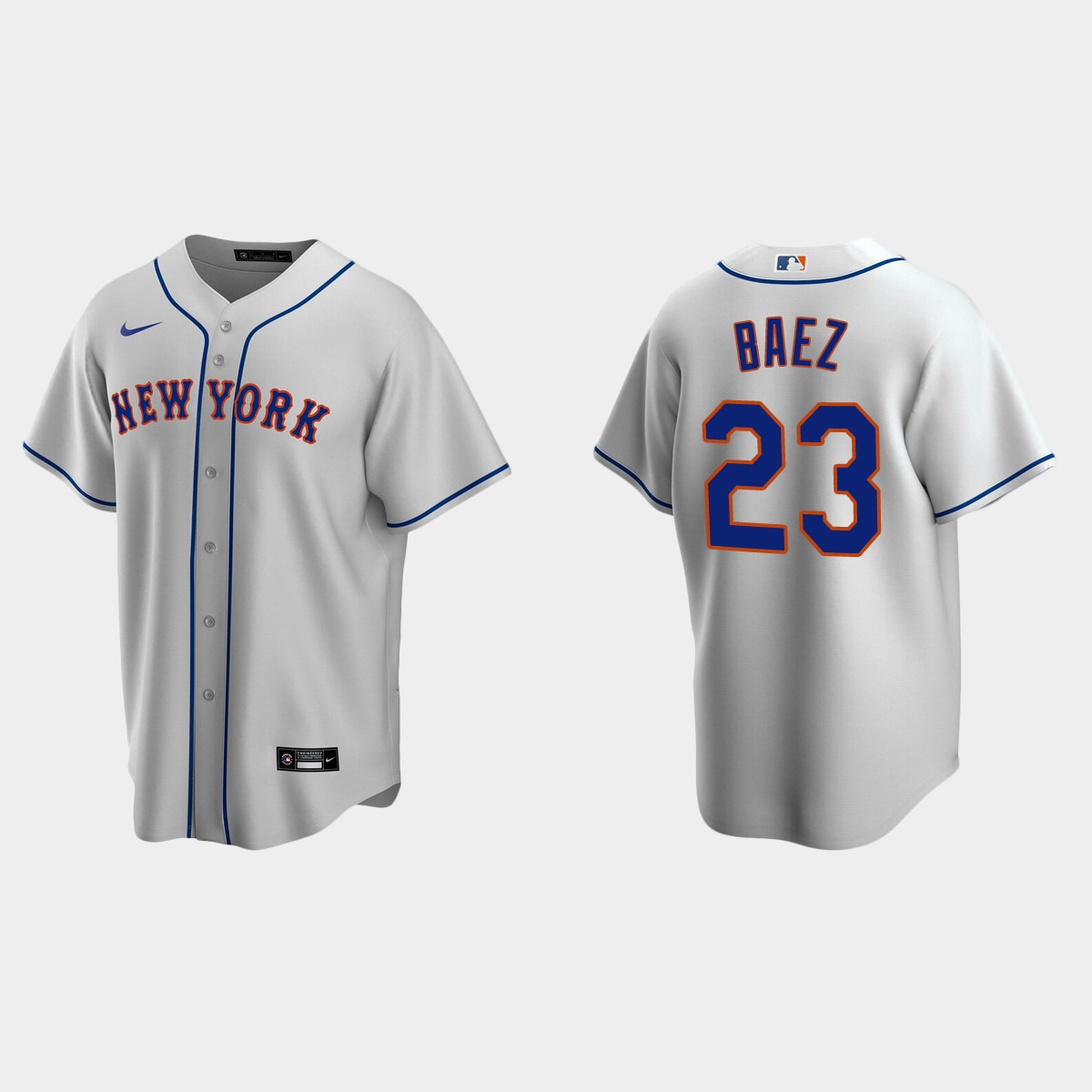 Personalized New York Mets #23 Javier Baez Men’s Gray Road MLB Jersey