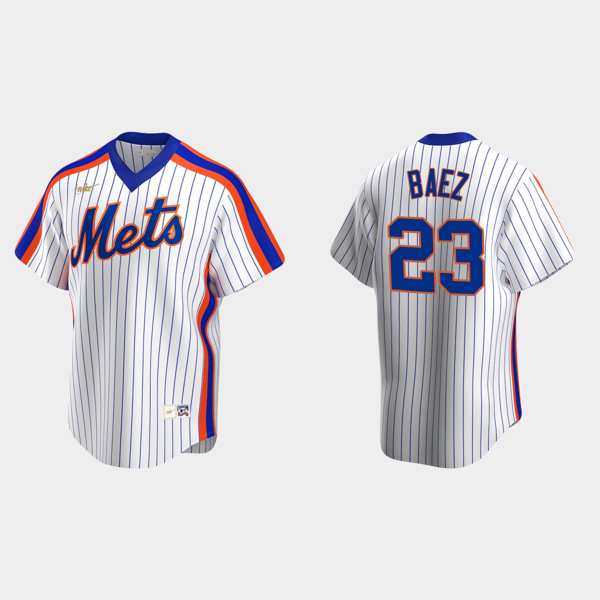 Personalized New York Mets #23 Javier Baez Men’s White Cooperstown Collection MLB Jersey